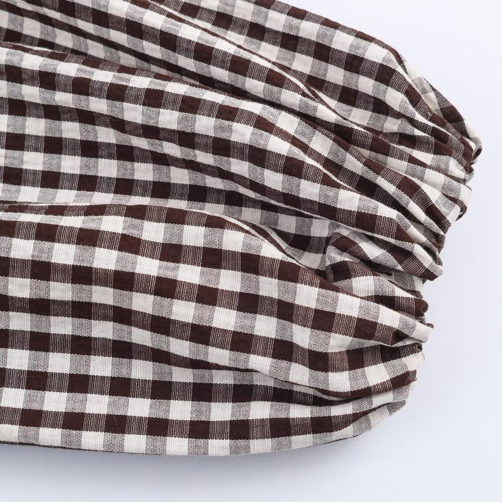 2025 Autumn European Style Women's Plaid Layered Long Sleeve Shirt