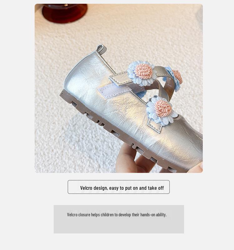 Sunflower Soft Sole Princess Flats for Baby Girls - 2025 Spring/Autumn Children's Leather Shoes