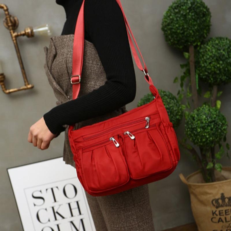 Multi Layer Crossbody Bag Women's Oxford Cloth Shoulder Bag, Casual and Lightweight Ladies Business Bag