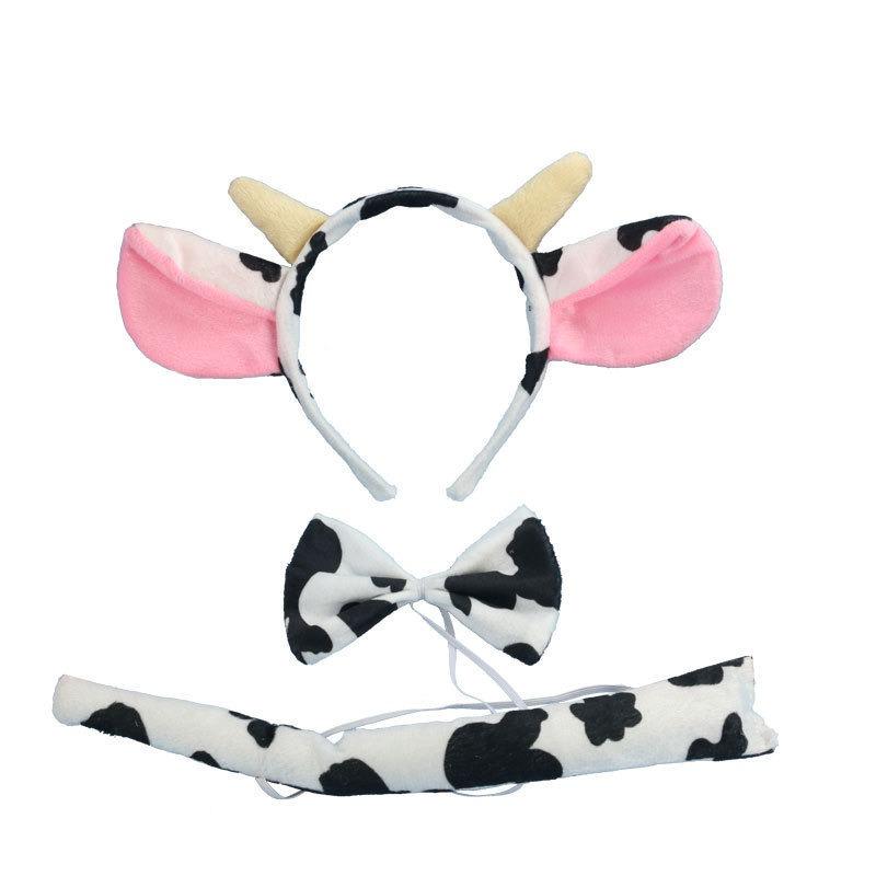 Cow Uniform Spotted Cow Three-point Thong Girl Lace-up Bra Set Os Sexy Underwear