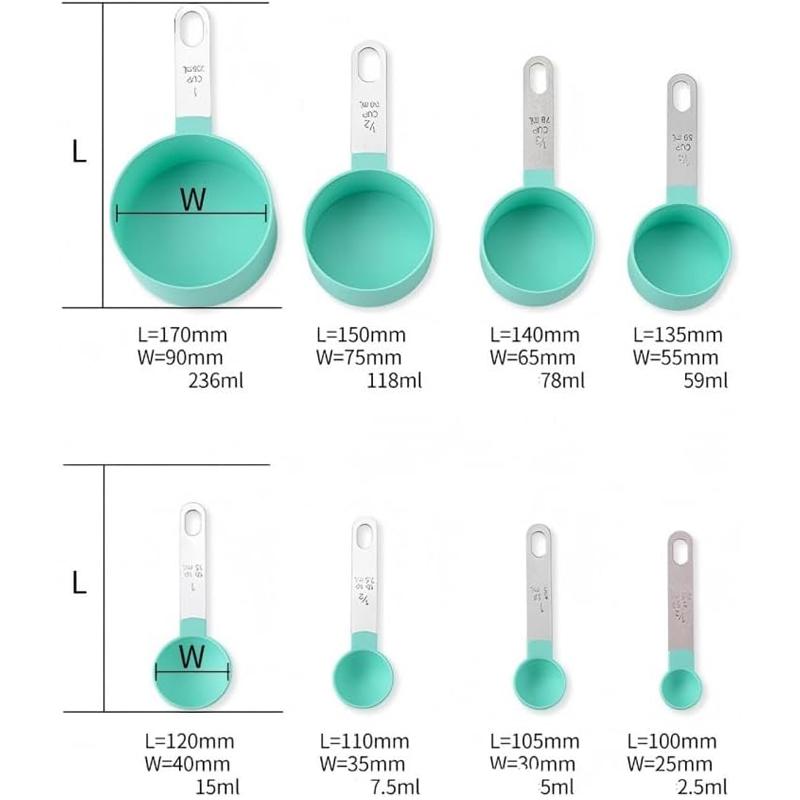 8-delige Maatbekers en Lepels Set Multifunctionele Maatlepel Kit Thee Koffie Poeder Vloeistof Maatbekers Keuken Gadgets Set