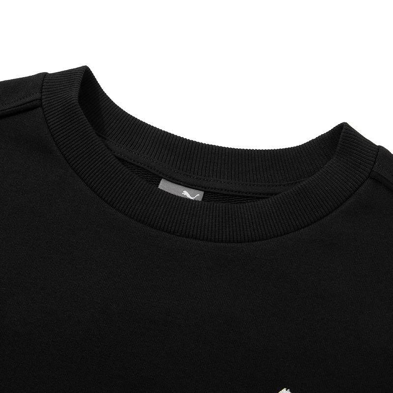 Puma Solid Color Casual Crew Neck Loose Long Sleeve Sweatshirt Women sweatshirt Black 682159-01