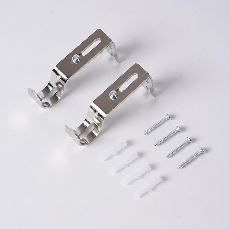 2pc Wall-mounted Curtain Rod Support Extendable Metal Roman Pole Bracket Universal Adjustable Hanging Hook For Bedroom Dormitory