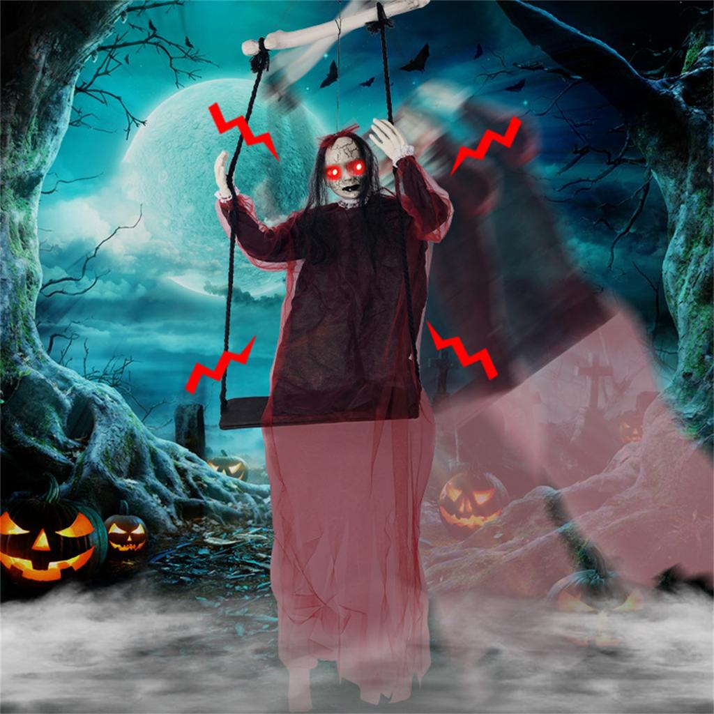 Halloween Swing Hanging Decoration Red Swing Electric Light Sound Induction Horror Trick Decoration