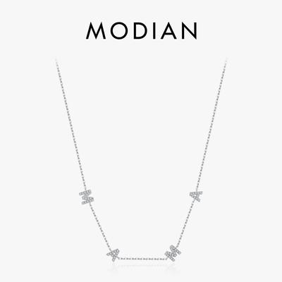 MODIAN 925 Sterling Silber Klassische Buchstaben MAMA Anhänger Halsketten Rose Gold Farbe Link Kette Für Frauen Schmuck Weihnachten Geschenke