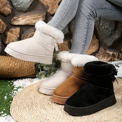 Mode Damen Schneestiefel 2025 Winter Neue Mode Plüsch Plateau Schuhe Outdoor Warme Stiefel Damen Bequeme Retro Einfarbig Damen Schuhe