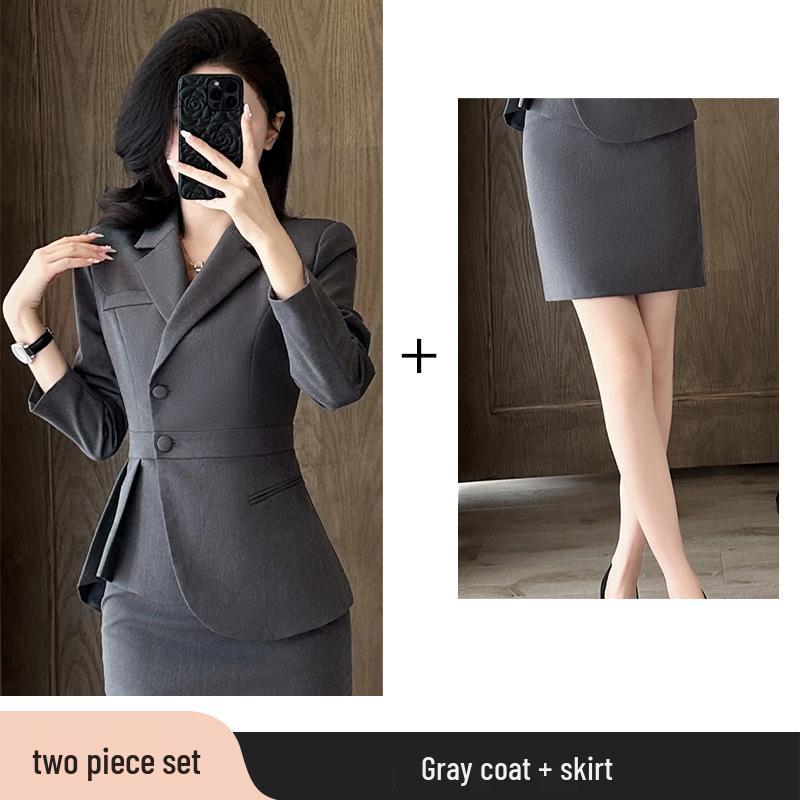 Women's Slim-Fit Ruffle Suit Set for Professional Spring Wear