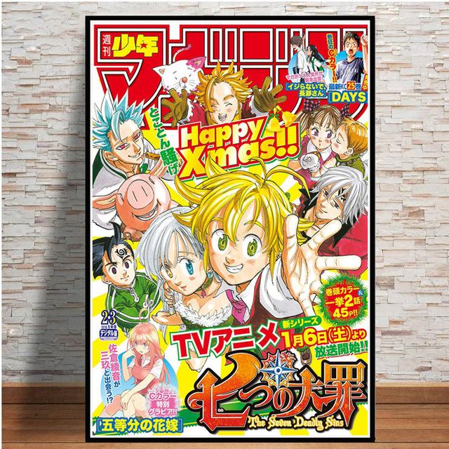 Japanese Cartoon The Seven Deadly Sins Anime Poster Living Room Children's Room Wall Artist's Bedroom Decoration Canvas Painting