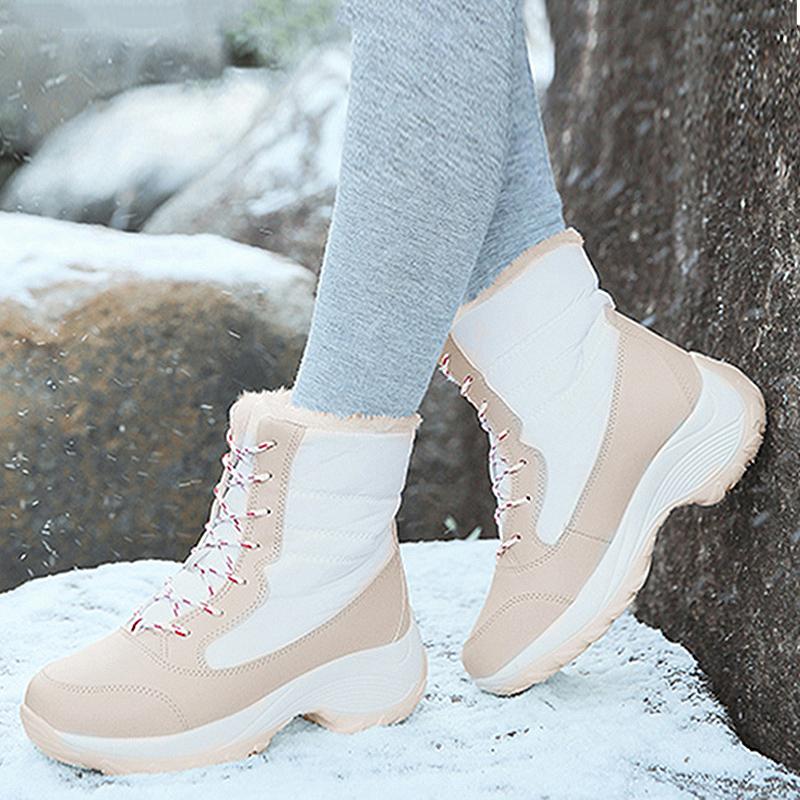 Fashion Women's Boots Snow Flat Women Booties Lace Up Ladies Shoes Fashion Ankle Boots Warm New Botas Mujer Women's Winter Shoes Boots