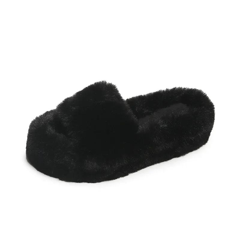 

Тапочки Mao Mao для женской верхней одежды 2024 года, новое корейское издание Instagram, модные домашние тапочки из хлопка на осень и зиму 42 чёрный