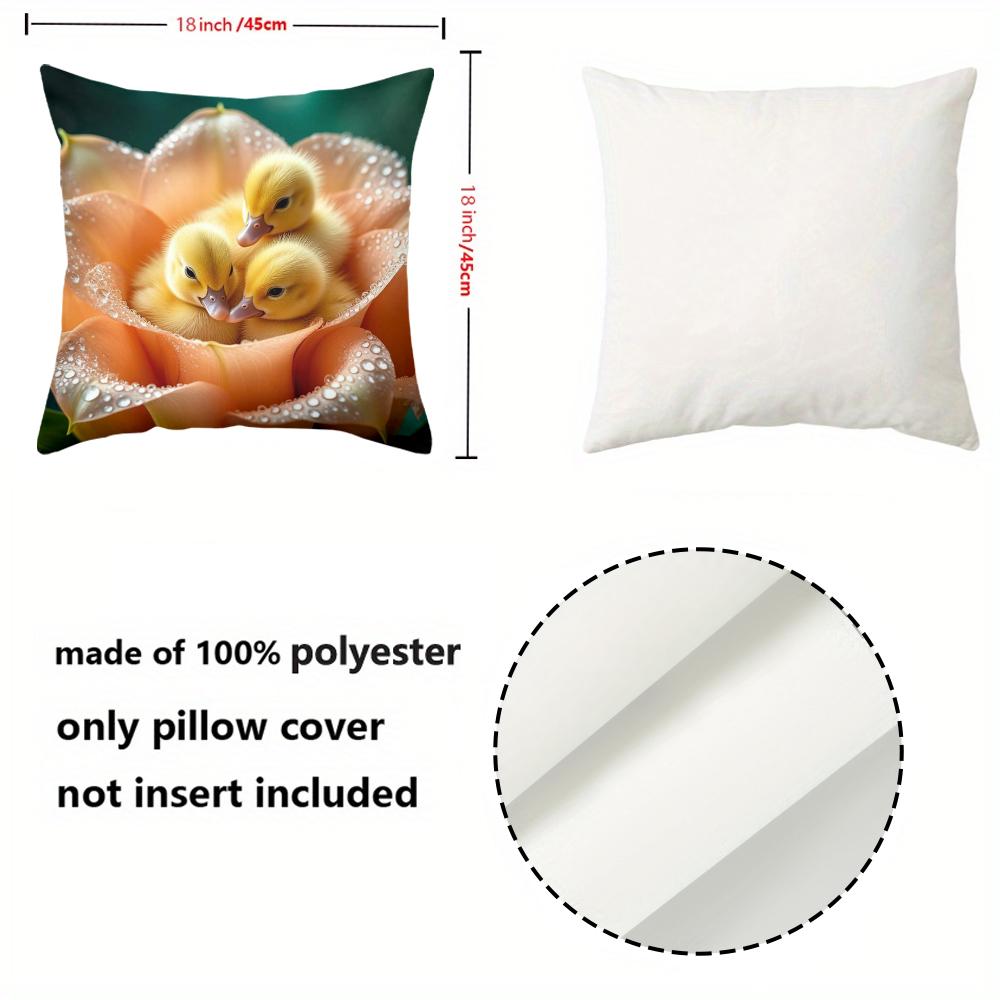 Cute Ducklings Nestled in Orange Lily Pattern Cushions Polyester pillowcase, sofa decorative cushion cov Headboard Pillow