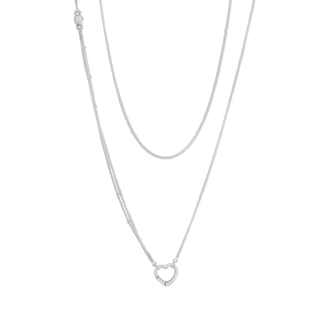 Open Heart Necklace Original 925 Sterling Silver Link Chian Necklaces & Pendants for Women Fashion Jewelry