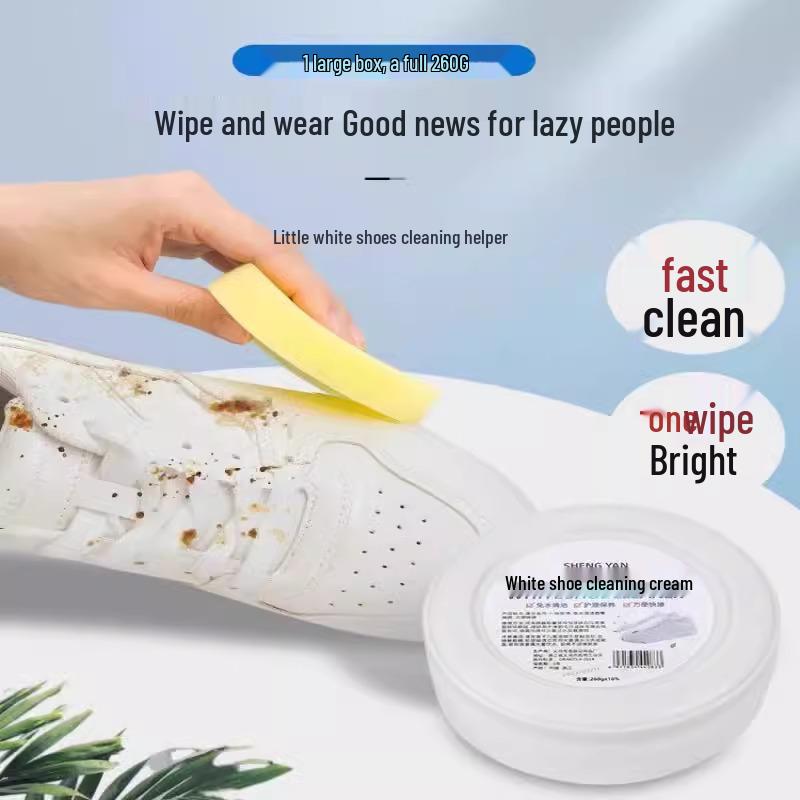 White Shoe Cleaner & Whitening Paste with Brush for Stain, Scratch, and Yellowing Removal