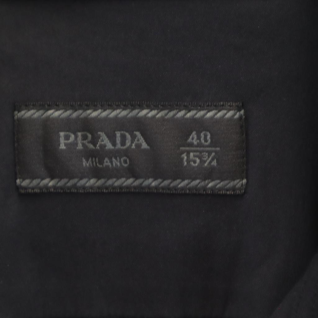 Prada Made In Italy Long Sleeve Shirt 40 Black Stretch Men's Used
