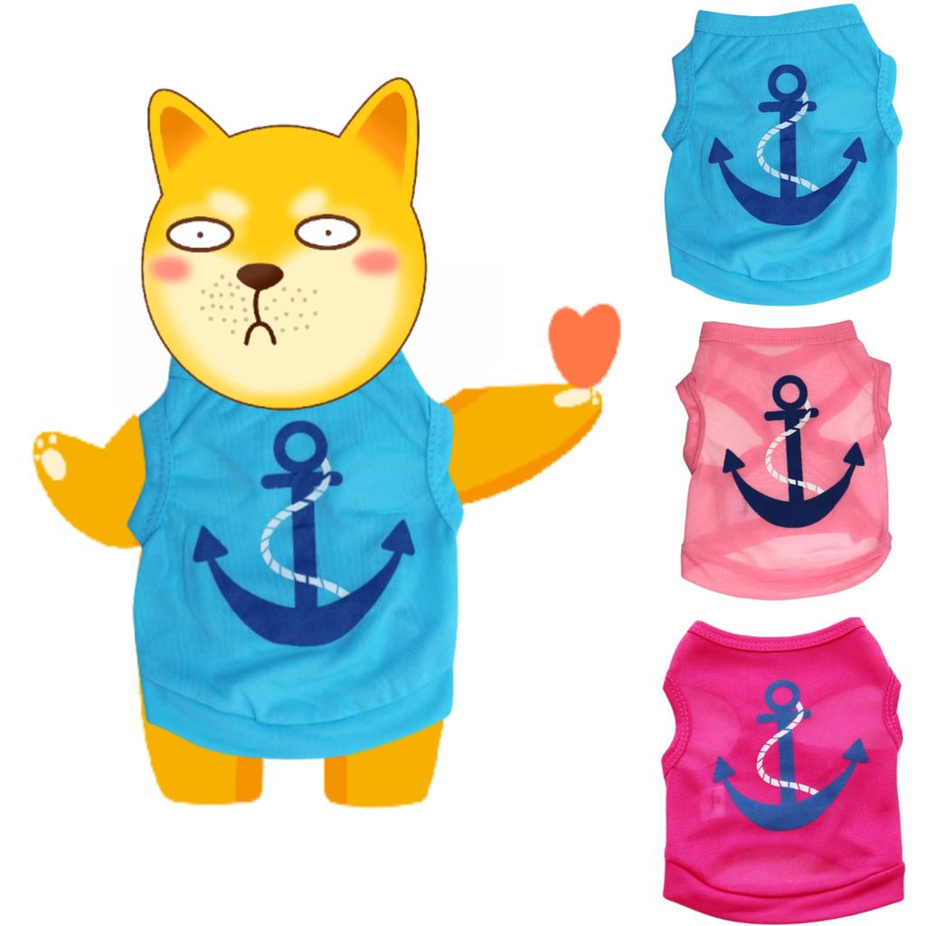 Striped Dog Anchor Vest Pets Cloth Summer Puppy Coat T Shirts Cat Casual Costume
