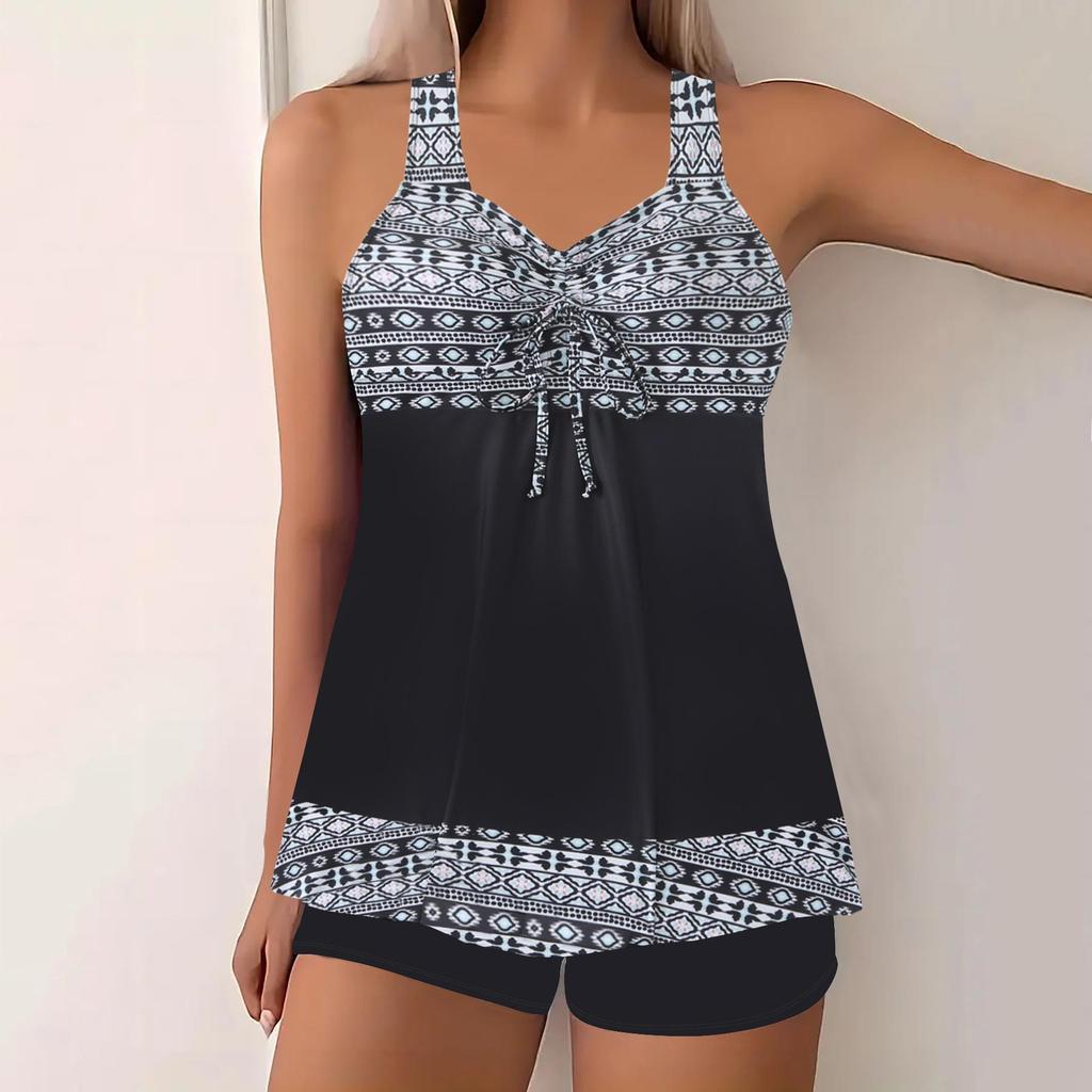 European-American Printed Spring Bikini 2025: Conservative Skirt-Style Women's Swimsuit.
