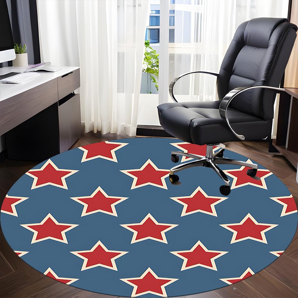 1pc Stars Circle Office Round Area Rug, Under Office Chairs Bedroom Living Room Home Decor, Room Deco
