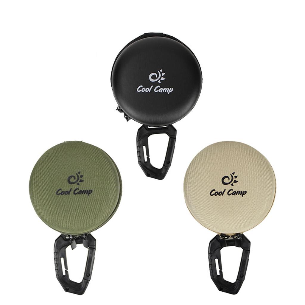 Portable Round Hard Shell Storage Case with Carabiner Clip for Outdoor Camping and Travel Accessories