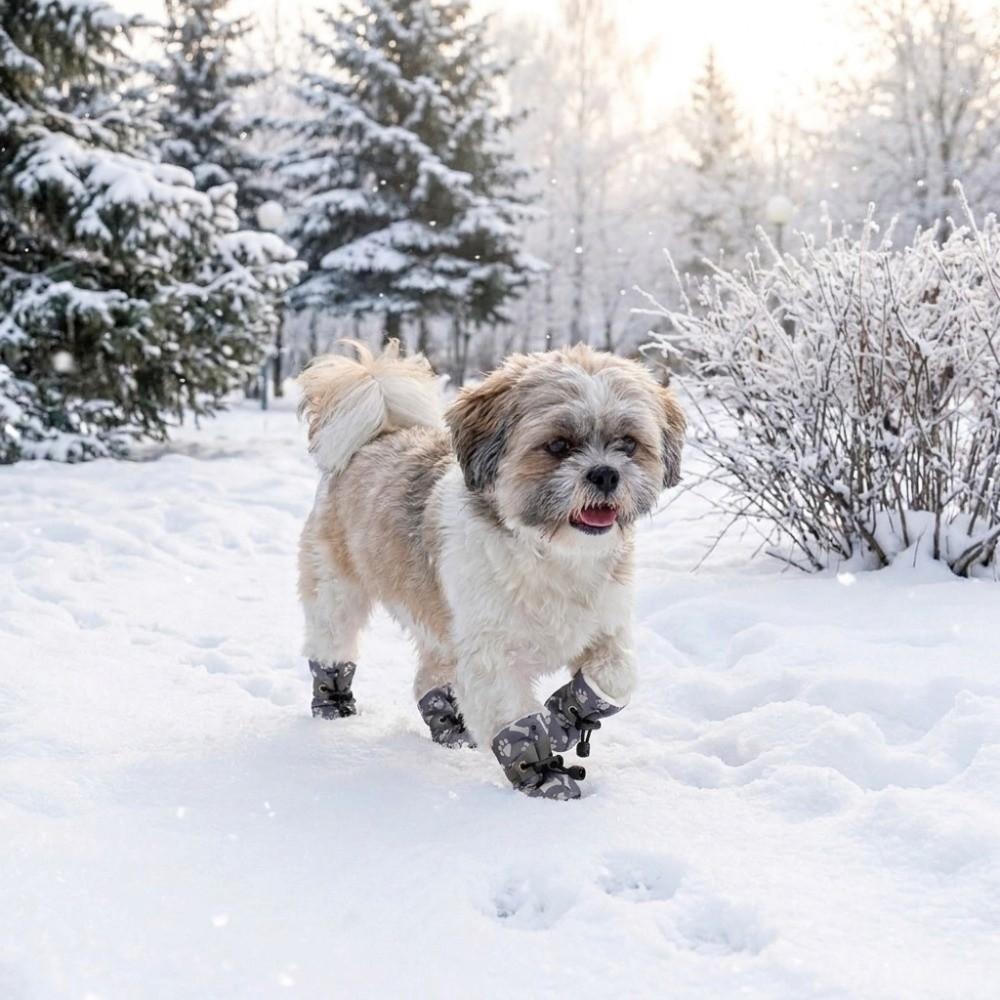Plush Warm Dogs Snow Boots Adjustable Dog Rain Boots Dog Footwear Pet Foot Cover Daily Wear