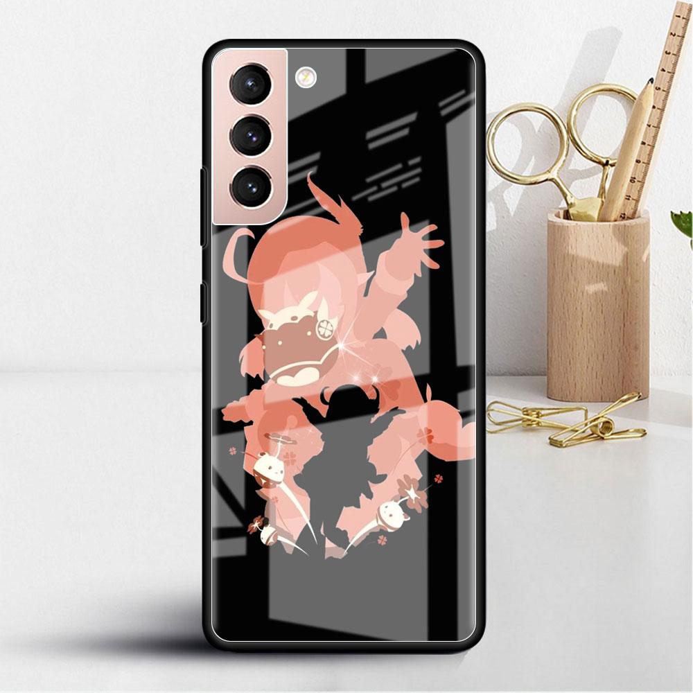 Klaasist ümbris Samsung Galaxy S22 S20 FE S21 5G S10 S9 Plus Note 10 20 Lite jaoks Karastatud telefoniümbris Anime Genshin Impact Lahe