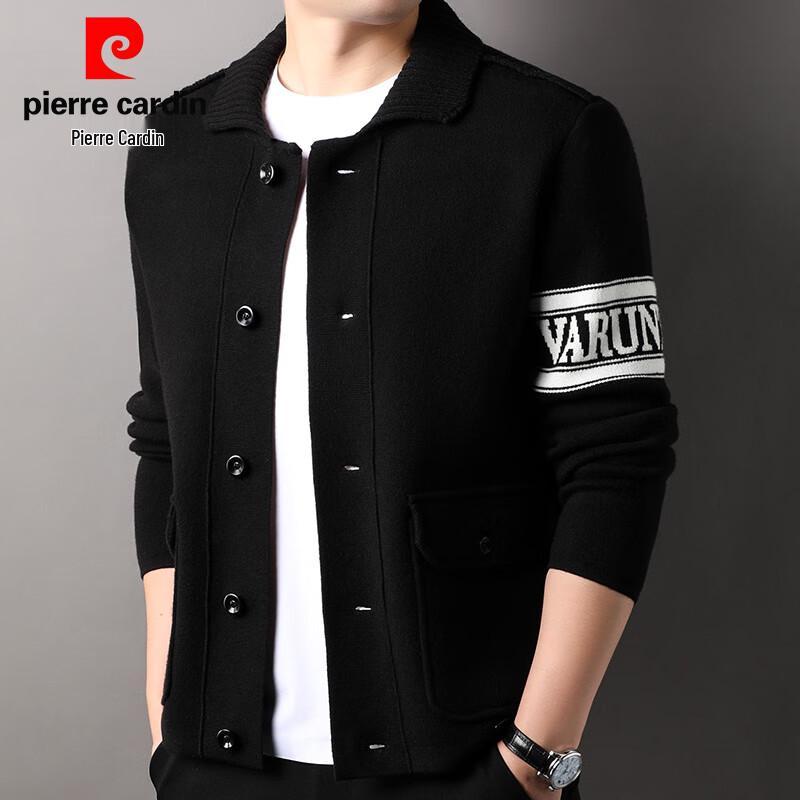 Pierre Cardin Men's Letter Knit Lapel Cardigan