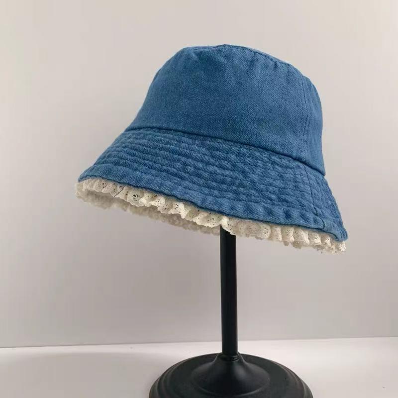 Retro Woman's Denim Bucket Hat, Korean Style, High-End, Versatile, Large Fit for Sun Protection and Slimming Effect