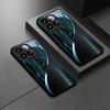 Black-Green Textured Dreamy Lines Tempered Glass Phone Case for  iPhone 17 AIR 16 15 14 13 Pro 12 11 ProMax Plus