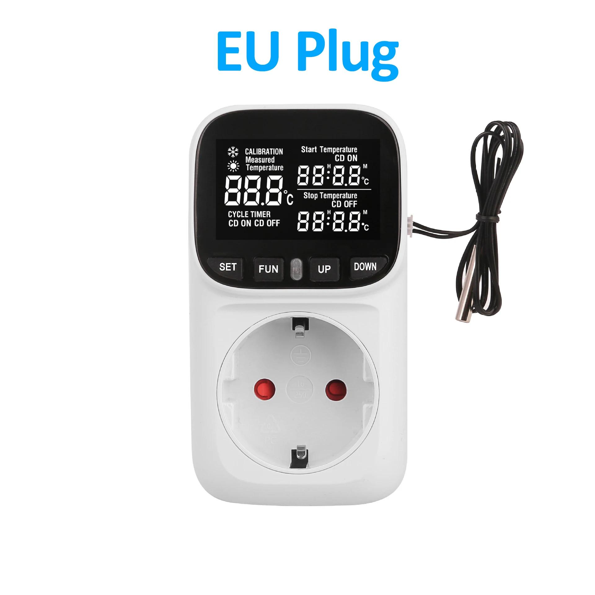 

Цифровой регулятор температуры, термостат, розетка EU/US Plug 220 В/110 В с таймером, датчиком температуры нагрева и охлаждения