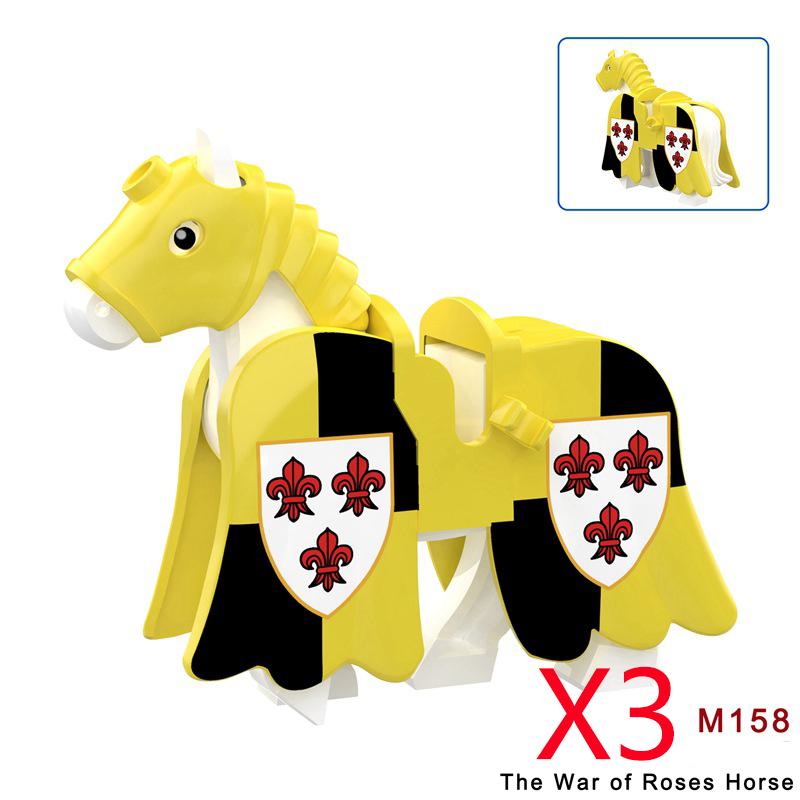Military Building Blocks Medieval Solider Knights Equipments Mount War-Horse Wolf Flag Vests Shields Fiery Dragon Mini Blocks