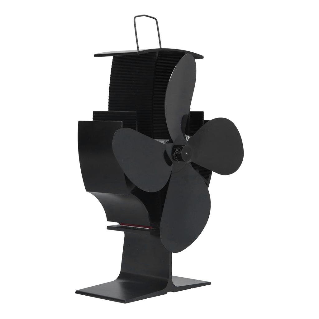 4 Blades Heat Powered Stove Fan Heat Circulating Aluminum Fireplace Fan for Home Wood Log Burning