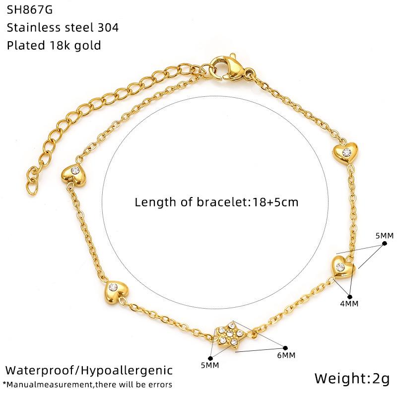 Trade Light Luxury High-End Stainless Steel Bracelet Women'S Zircon Personalized Love Butterfly Gold-Plated Jewelry