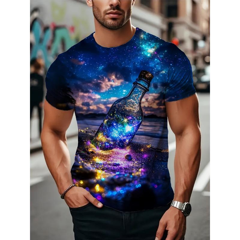 Men's 3D Printed T-shirts, Strong Men's Casual Crew Neck T-shirts, Men's Novelty Pajamas,