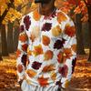 T-shirt da uomo a maniche lunghe con stampa di foglie d'acero, top casual leggero girocollo per autunno e inverno