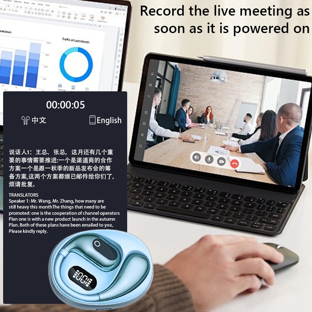 AI Intelligent Translator Earbuds 138 Languages Bluetooth-Compatible 5.3 Real Time AI Translator Earbuds Smart Voice Translator