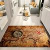 1pc Retro Navigation Map Bathroom Absorbent Mats Anti-Slip Mats Home Decor Supplies Carpets Home Kitchen Floor Mats