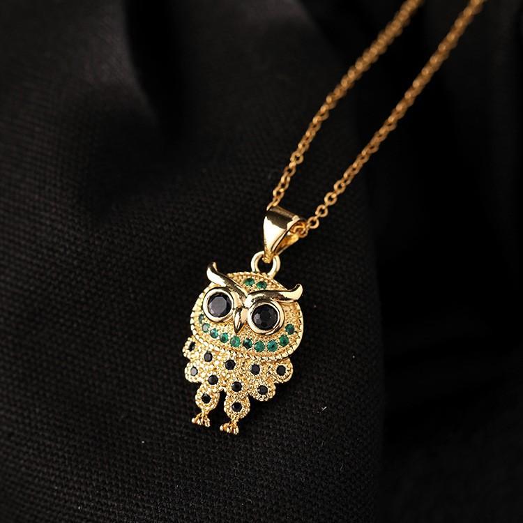 Exquisite Small Batch Colorful Zircon Owl Pendant Necklace Animal Shape Titanium Steel Collarbone Chain Fashion Versatile Women's Jewelry