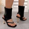 Summer Square Toe Heeled Sandals Feminine 2025 New Plus Size Clip-toe Stiletto Sandals
