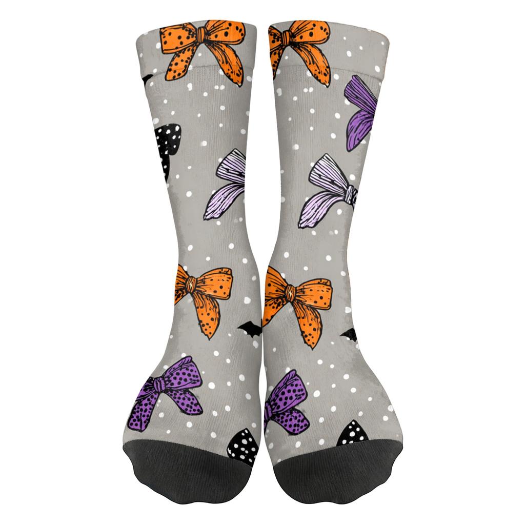 Unisex Breathable Mid-Calf Socks Halloween Print Comfortable Stretchy Crew Socks Suitable for Everyday Wear and Seasonal Use