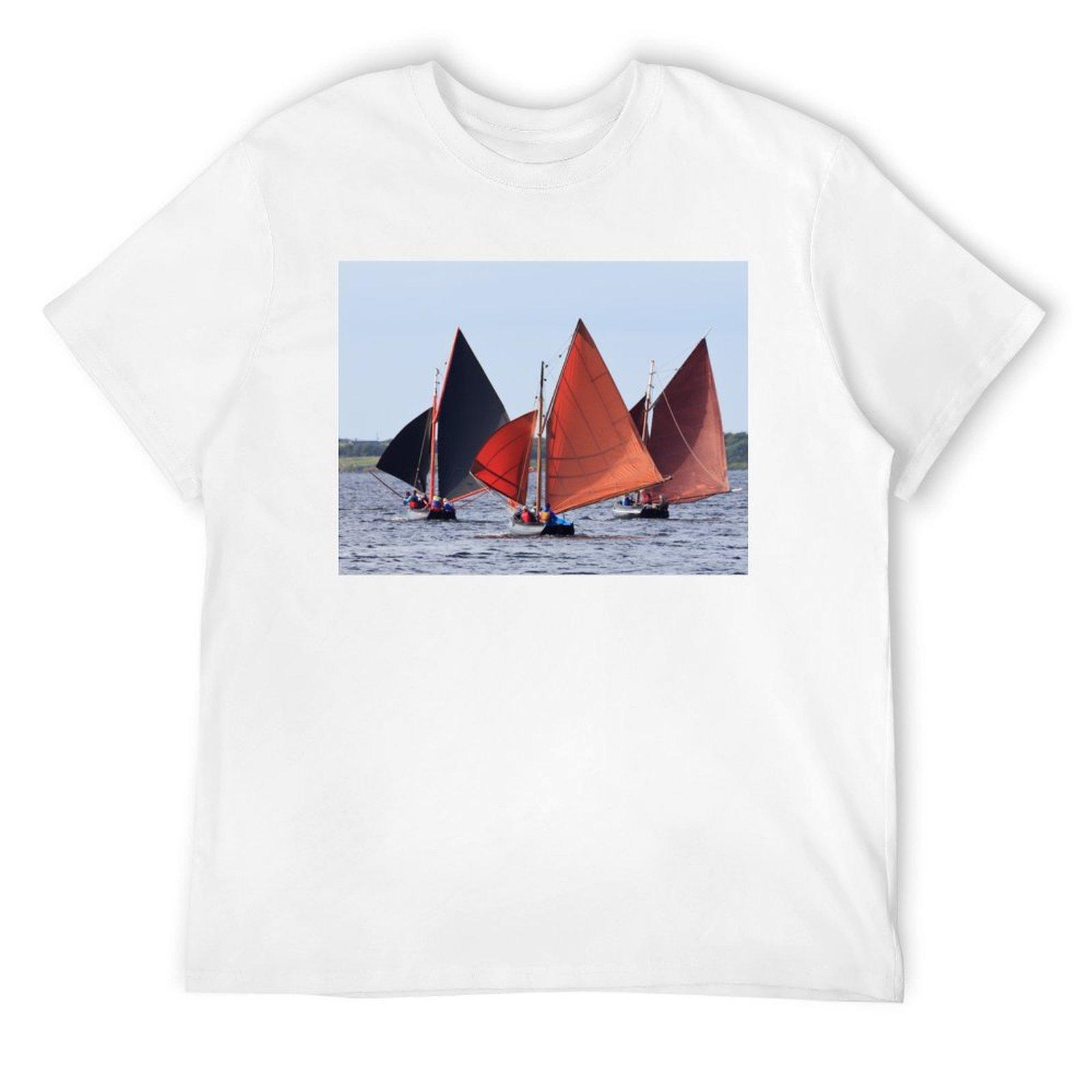 Three Irish boats (Galway Hookers) with red sails T-Shirt customs shirts graphic new edition vintage graphic tee Men s t-shirts S