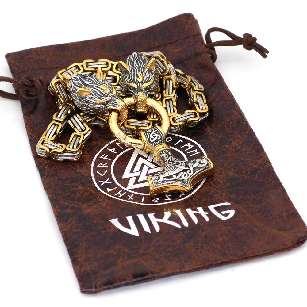 European & American Stainless Steel Thor's Hammer Pendant Men's Necklace - Trendy Viking Jewelry