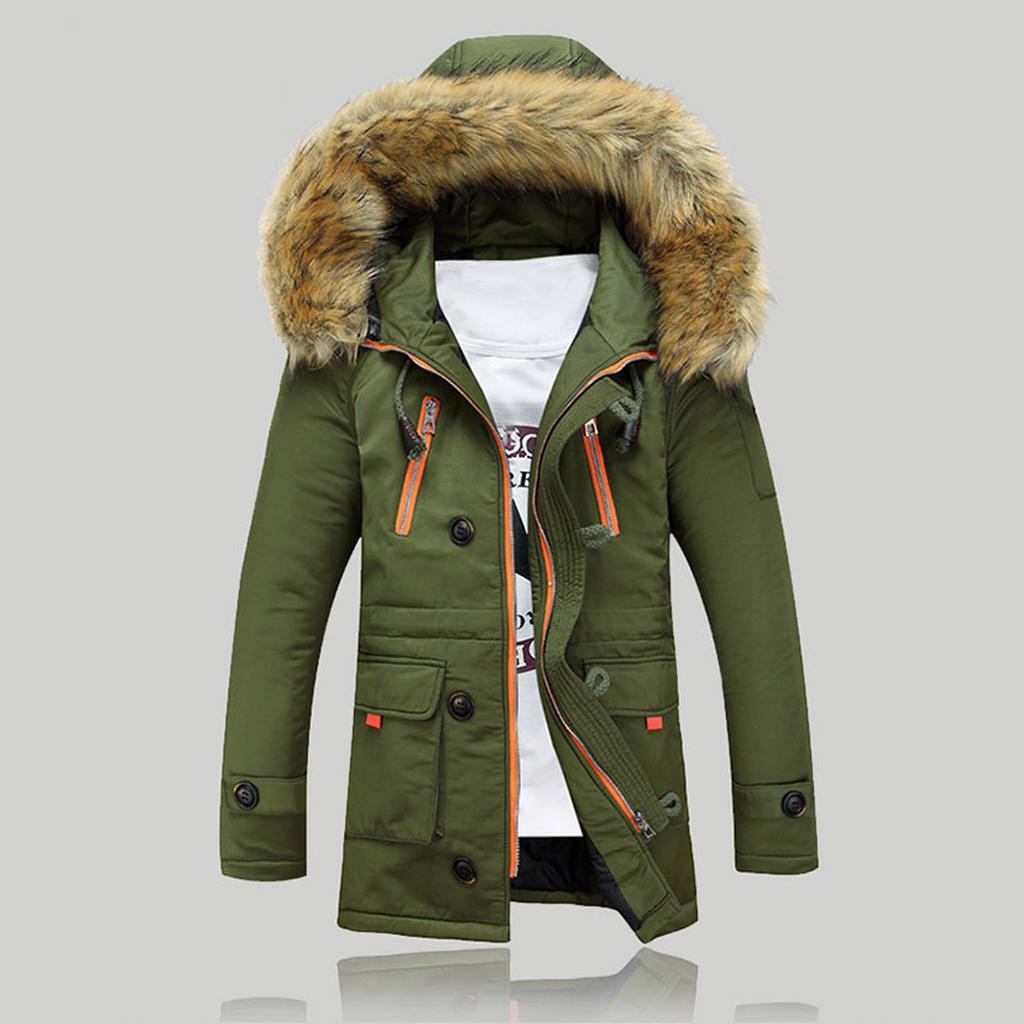 Unisex Women Men Outdoor Fieece Warm Winter Thick Long Zipper Hood Coat Jacket