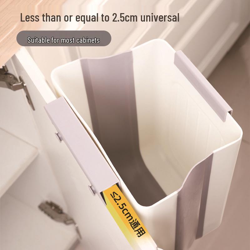 Foldable Kitchen Trash Can: Large, Thick, Cabinet-Hanging Design