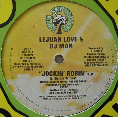 12inch Record LEJUAN LOVE & DJ MAN - Jockin' Robin / Mega Mix GR121 Luke Skyywalker 1988 US Rap & Hip-Hop/R&B Used