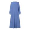 Muslim Women's Solid Color Lace Trim Casual Dress with Long Sleeves