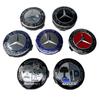 Emblema de Tampa de Cubo de Roda Compatível com Mercedes 75MM - Tampa de Pneu de Plástico Prata Preta com Design de Espiga de Trigo.