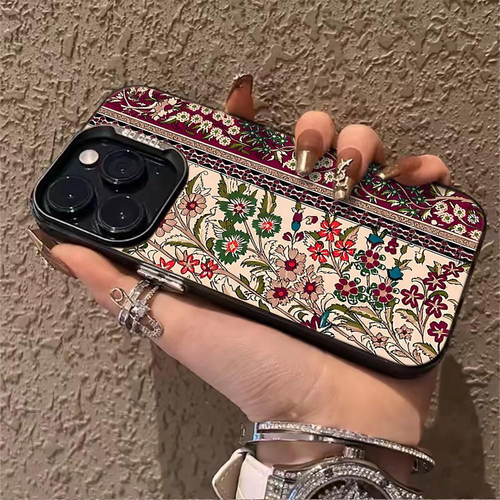 Floral IMD Phone Case For Xiaomi 17 Pro Max 15 T Pro 14 13 12 Pro Mi 11 Lite 5G Shockproof Slim Protective Silver Frame Cover