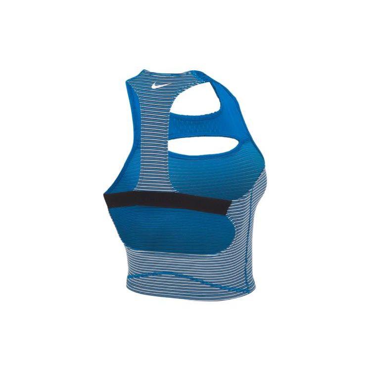 Nike X Gyakusou Striped Running Crew Neck Crop Top Women tops Blue CU1584-477