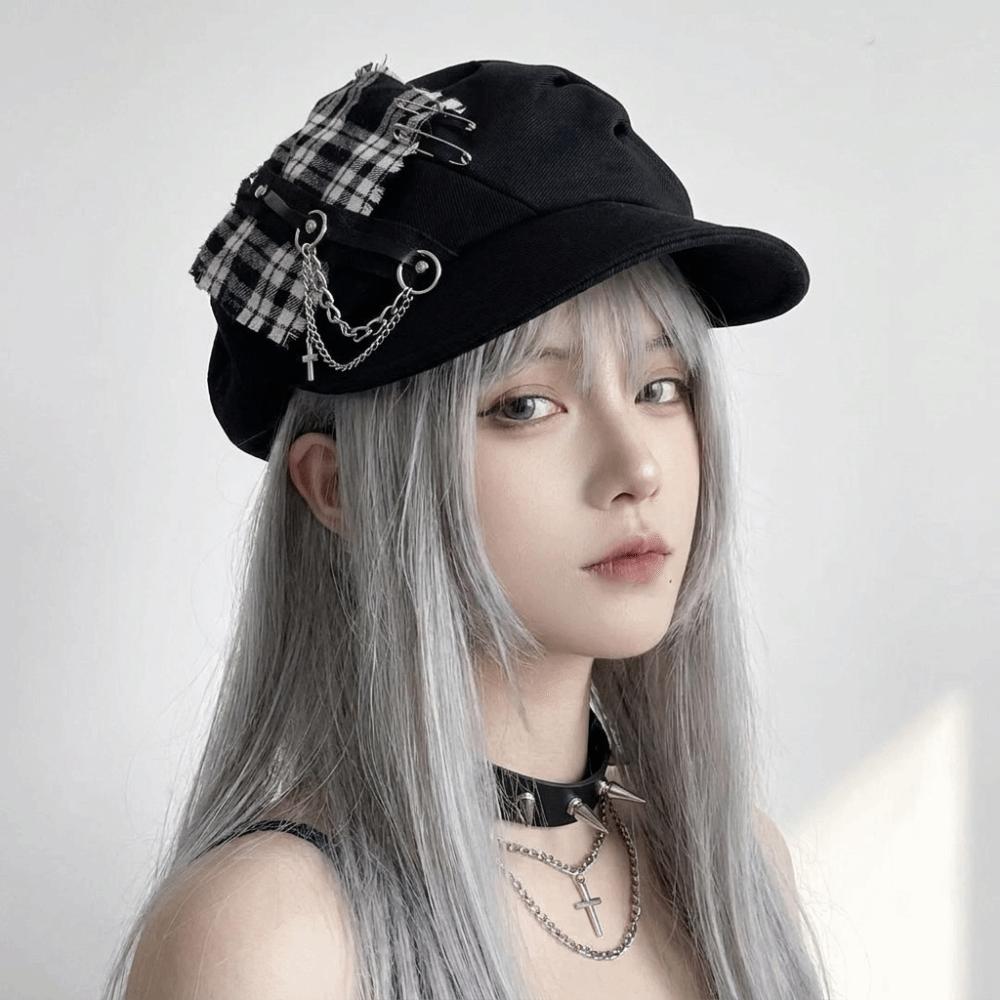 Irregular Plaid Beret Hat Thin Brim Painter Artist Cap Fashion Octagonal Hat  Travel