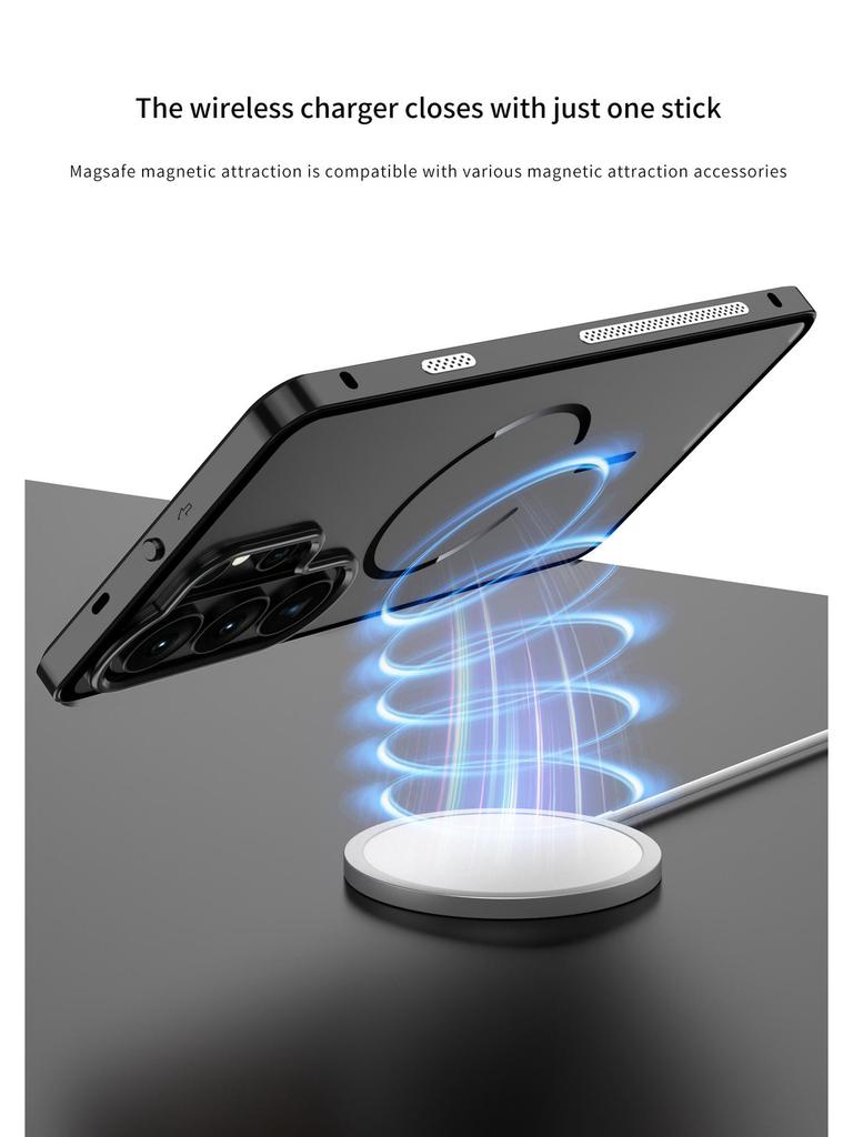 Samsung S26 Ultra Snap-On Magnetic Metal Frame Matte Anti-Drop Case for S25U/S24/S23