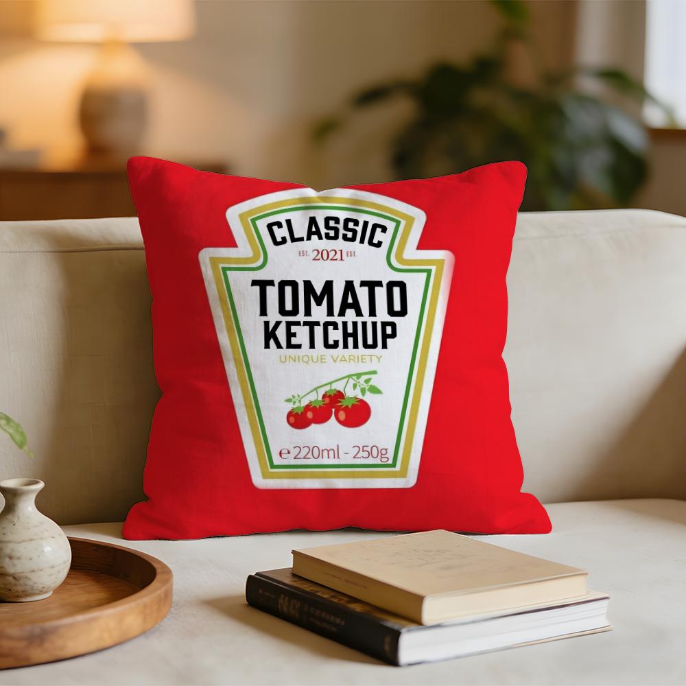 

Funny Ketchup Label Cushion Cover Short plush pillowcase for bed sofa carwashable 30x30cm